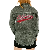 Women's Gameday Couture Charcoal Oklahoma Sooners Multi-Hit Tri-Blend Oversized Button-Up Denim Jacket