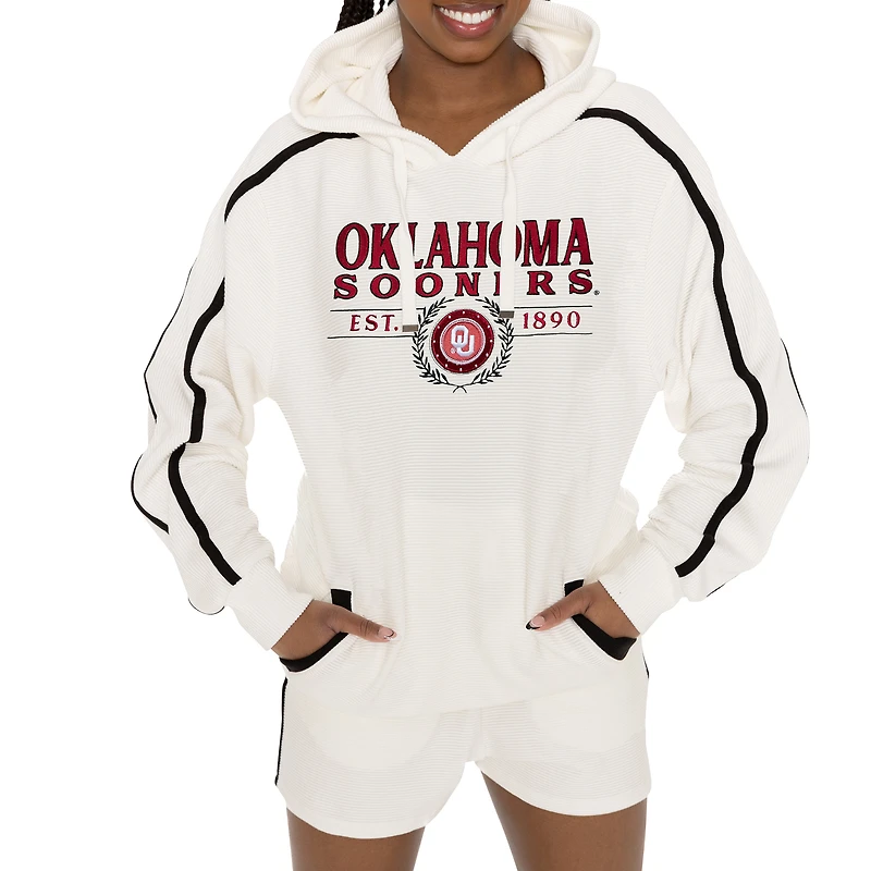Ensemble sweat à capuche et short pour femme Gameday Couture Cream Oklahoma Sooners Down, Set, Go
