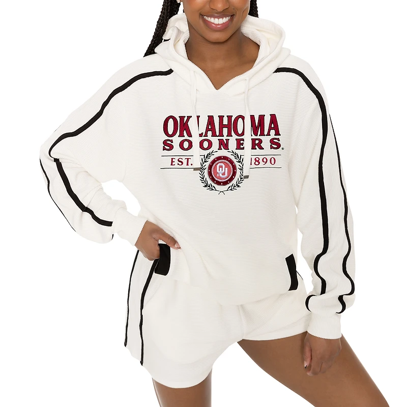 Ensemble sweat à capuche et short pour femme Gameday Couture Cream Oklahoma Sooners Down, Set, Go