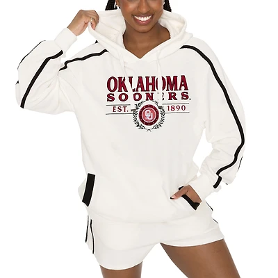 Women's Gameday Couture Cream Oklahoma Sooners Down, Set, Go Pullover Hoodie and Shorts Set