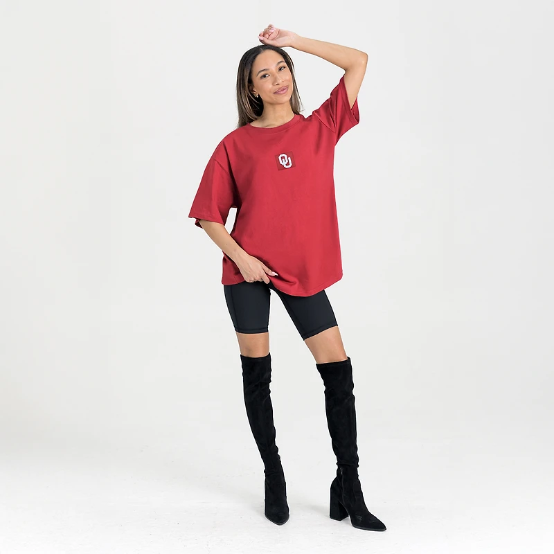 T-shirt surdimensionné Gameday Couture Crimson Oklahoma Sooners pour femme, « Back at Ya »