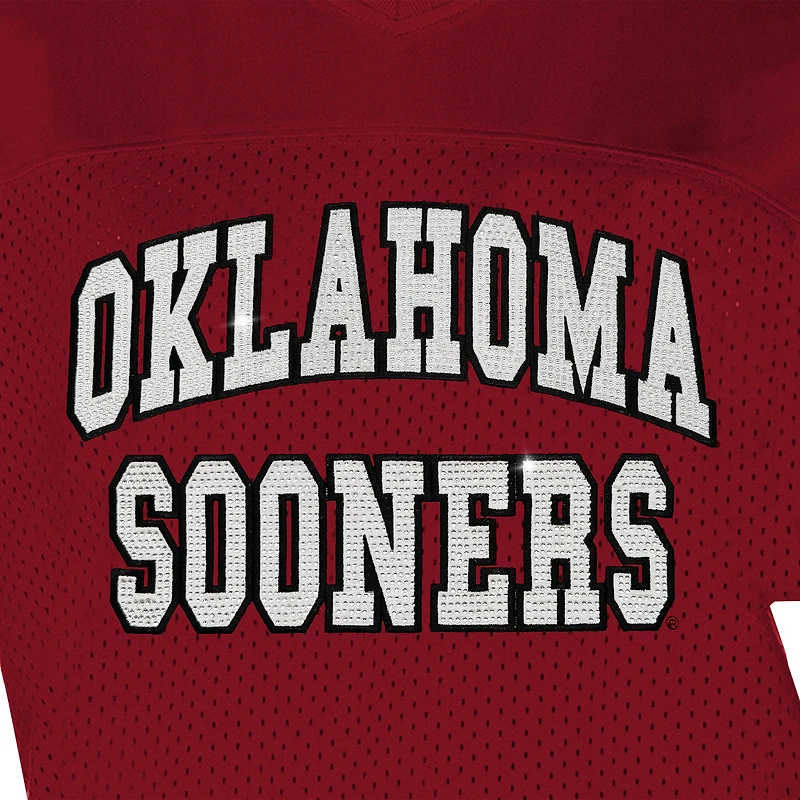 T-shirt tendance à strass pour femme Gameday Couture Crimson Oklahoma Sooners Until Kickoff