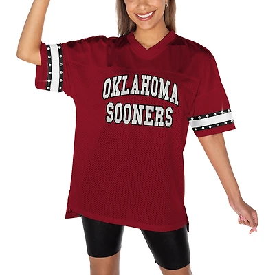 T-shirt tendance à strass pour femme Gameday Couture Crimson Oklahoma Sooners Until Kickoff