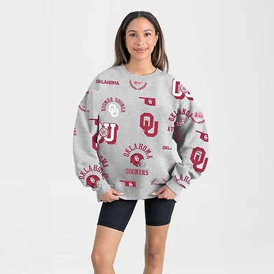 Sweat-shirt polaire gris Gameday Couture pour femme, motif Always On Repeat des Oklahoma Sooners