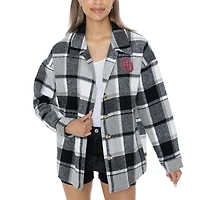 Women's Gameday Couture Gray Oklahoma Sooners End Zone Game Flannel Button-Up Shirt