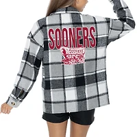 Women's Gameday Couture Gray Oklahoma Sooners End Zone Game Flannel Button-Up Shirt