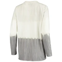 Women's Gameday Couture White/Gray Oklahoma Sooners High Line Tiered Dip-Dye Long Sleeve Tri-Blend T-Shirt