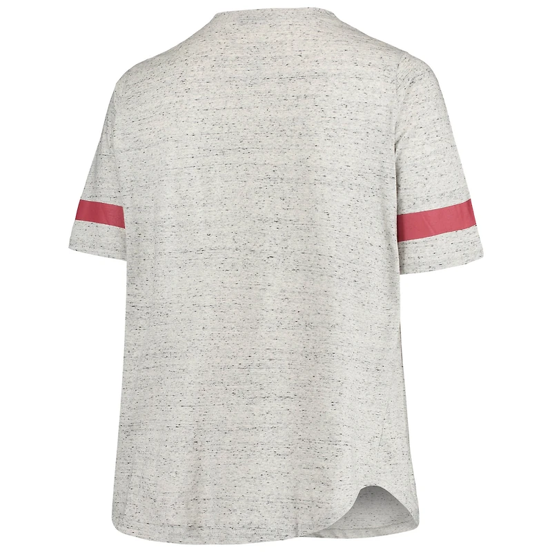 Women's Heathered Gray Oklahoma Sooners Plus Lace-Up V-Neck T-Shirt