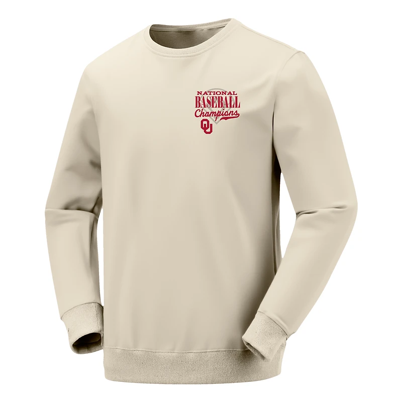 Women's Image One Cream Oklahoma Sooners 2026 NCAA Baseball Men's College World Series Champions Overlay Crewneck Sweatshirt