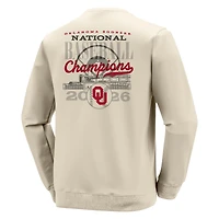 Women's Image One Cream Oklahoma Sooners 2026 NCAA Baseball Men's College World Series Champions Overlay Crewneck Sweatshirt