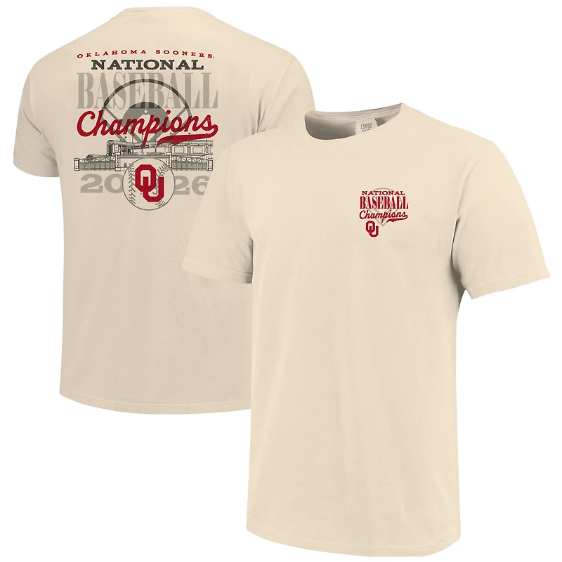 Women's Image One Cream Oklahoma Sooners 2026 NCAA Baseball Men's College World Series Champions Overlay T-Shirt