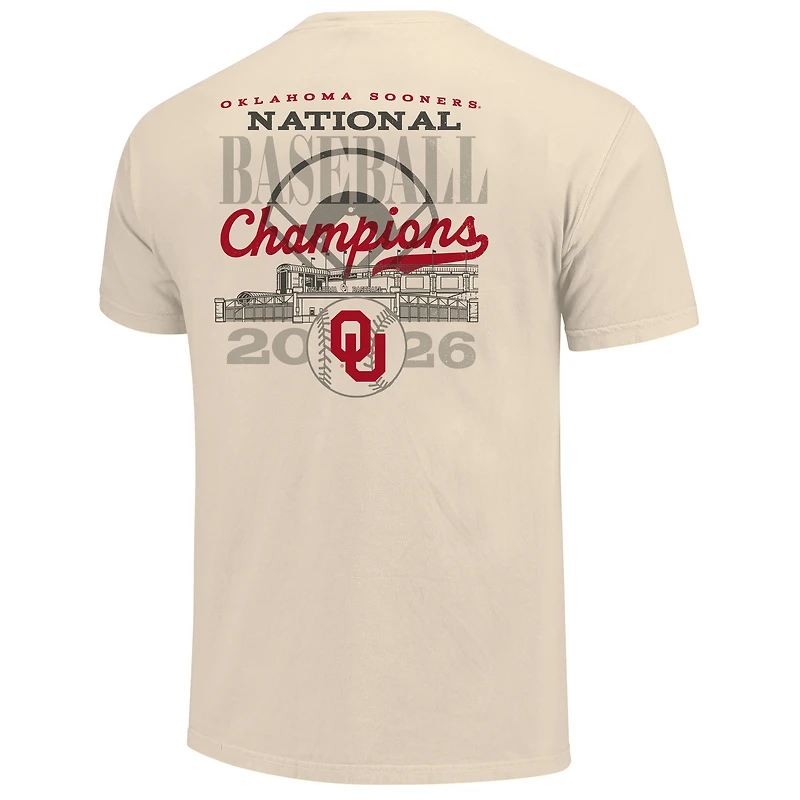 T-shirt à superposition crème pour femmes Image One Oklahoma Sooners 2026 NCAA Baseball Men's College World Series Champions