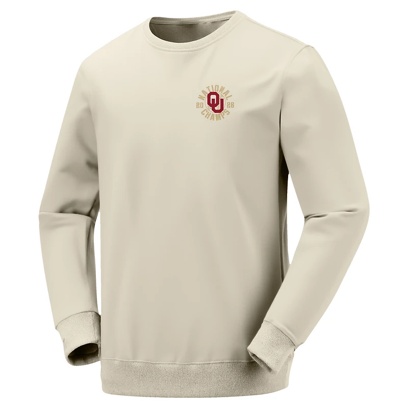 Women's Image One Cream Oklahoma Sooners 2026 NCAA Baseball Men's College World Series Champions Pennant Crewneck Sweatshirt