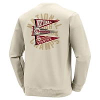 Women's Image One Cream Oklahoma Sooners 2026 NCAA Baseball Men's College World Series Champions Pennant Crewneck Sweatshirt