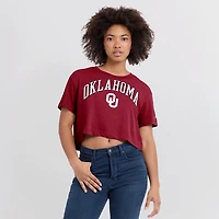 Women's Jordan Brand Crimson Oklahoma Sooners Athletic Prep Arch Dri-FIT Cropped T-Shirt