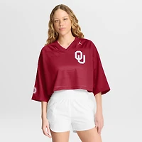 Women's Jordan Brand Crimson Oklahoma Sooners Cropped Mesh Dri-FIT Fashion Jersey