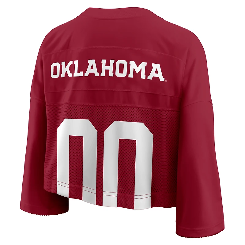 Women's Jordan Brand Crimson Oklahoma Sooners Cropped Mesh Dri-FIT Fashion Jersey