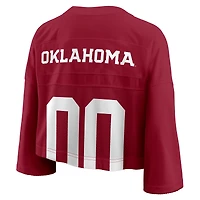 Women's Jordan Brand Crimson Oklahoma Sooners Cropped Mesh Dri-FIT Fashion Jersey