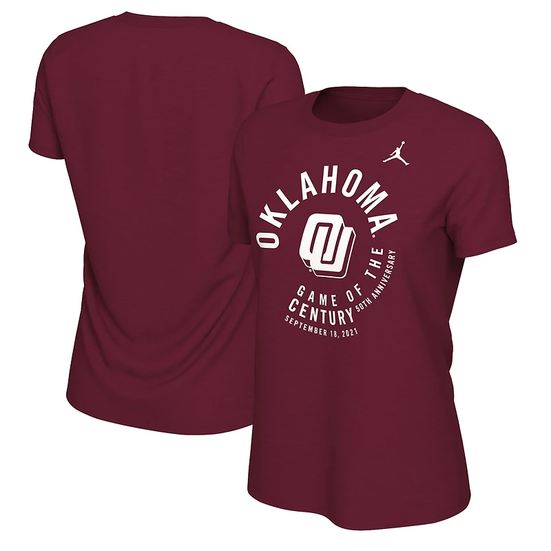 Women's Jordan Brand Crimson Oklahoma Sooners Game Of The Century 50th Anniversary Disco T-Shirt