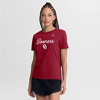 Women's Jordan Brand Crimson Oklahoma Sooners Script Mantra Logo T-Shirt