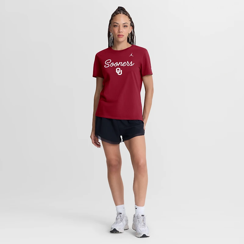 Women's Jordan Brand Crimson Oklahoma Sooners Script Mantra Logo T-Shirt