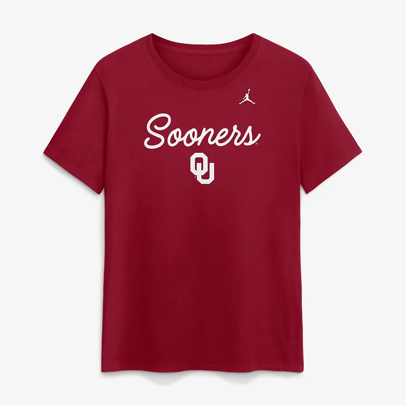 Women's Jordan Brand Crimson Oklahoma Sooners Script Mantra Logo T-Shirt
