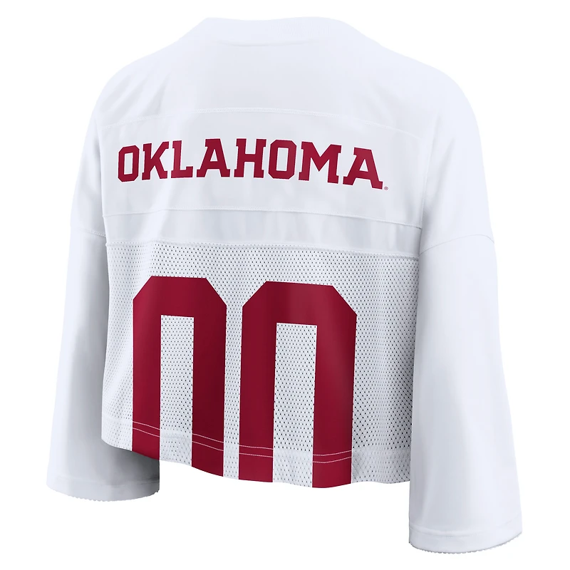 Women's Jordan Brand White Oklahoma Sooners Cropped Mesh Dri-FIT Fashion Jersey