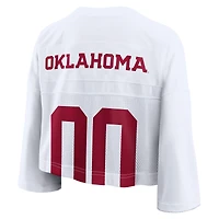 Women's Jordan Brand White Oklahoma Sooners Cropped Mesh Dri-FIT Fashion Jersey