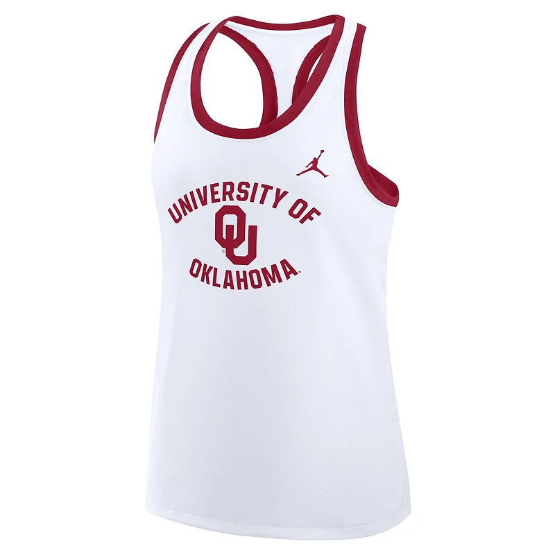 Women's Jordan Brand White Oklahoma Sooners Uni Name Tri-Blend Dri-FIT Racerback Tank Top