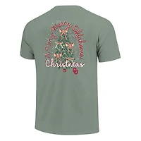 T-shirt de Noël vert clair pour femmes Oklahoma Sooners, motif sapin Noël, couleurs confortables