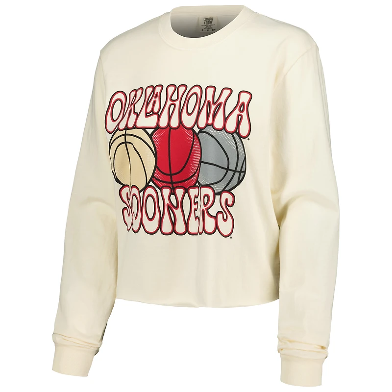 T-shirt court à manches longues pour femmes, couleurs confortables, Oklahoma Sooners, basket-ball