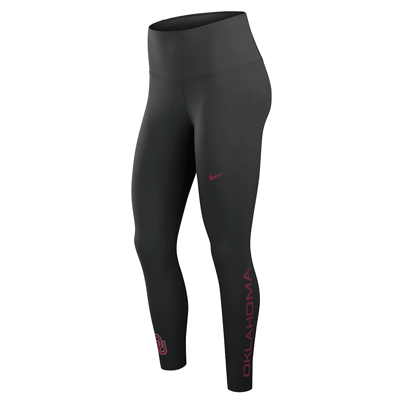 Women's Nike Black Oklahoma Sooners Zenvy High Rise Dri-FIT 7/8 Leggings