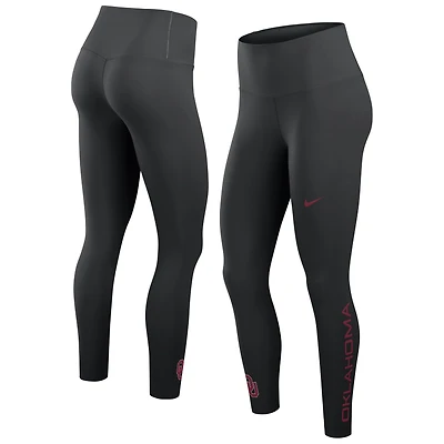 Women's Nike Black Oklahoma Sooners Zenvy High Rise Dri-FIT 7/8 Leggings