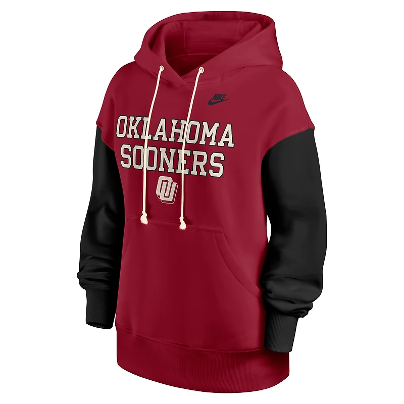 Sweat à capuche surdimensionné Nike Legacy Phoenix pour femme, cramoisi/noir, Oklahoma Sooners