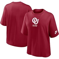 T-shirt Nike Crimson Oklahoma Sooners Legacy Established Boxy pour femme