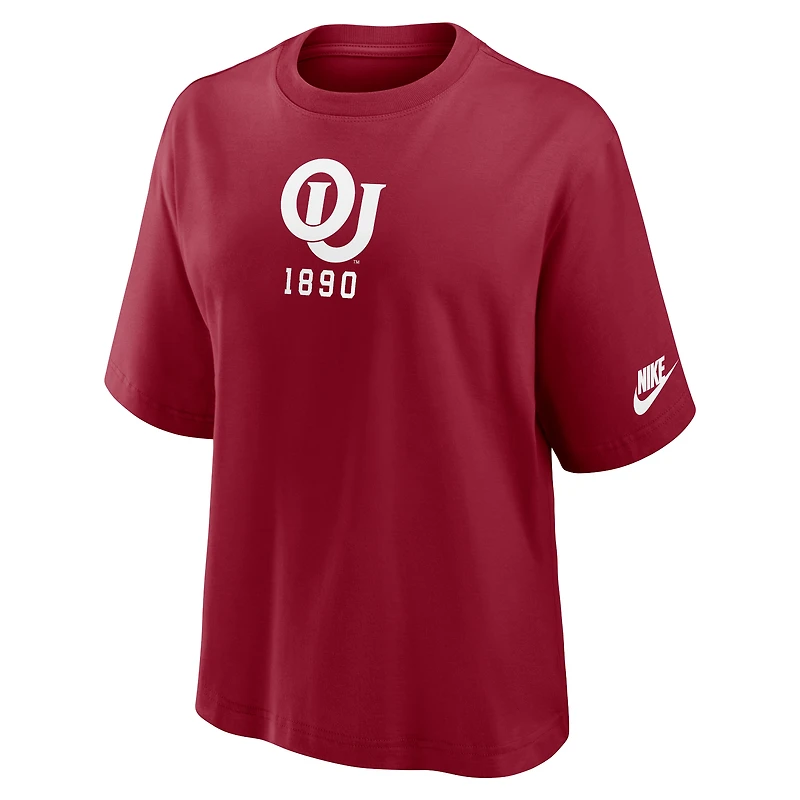 T-shirt Nike Crimson Oklahoma Sooners Legacy Established Boxy pour femme