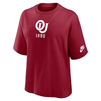 T-shirt Nike Crimson Oklahoma Sooners Legacy Established Boxy pour femme