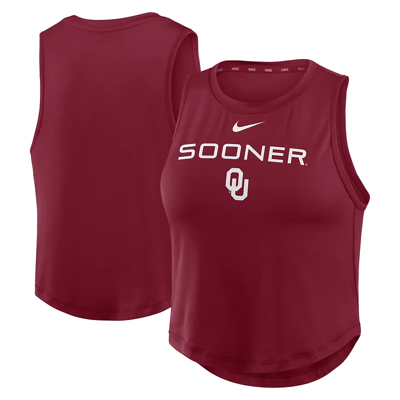 Débardeur court Nike Crimson Oklahoma Sooners One Dri-FIT pour femme