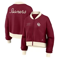 Veste bomber zippée courte et oversize Nike Crimson Oklahoma Sooners pour femme