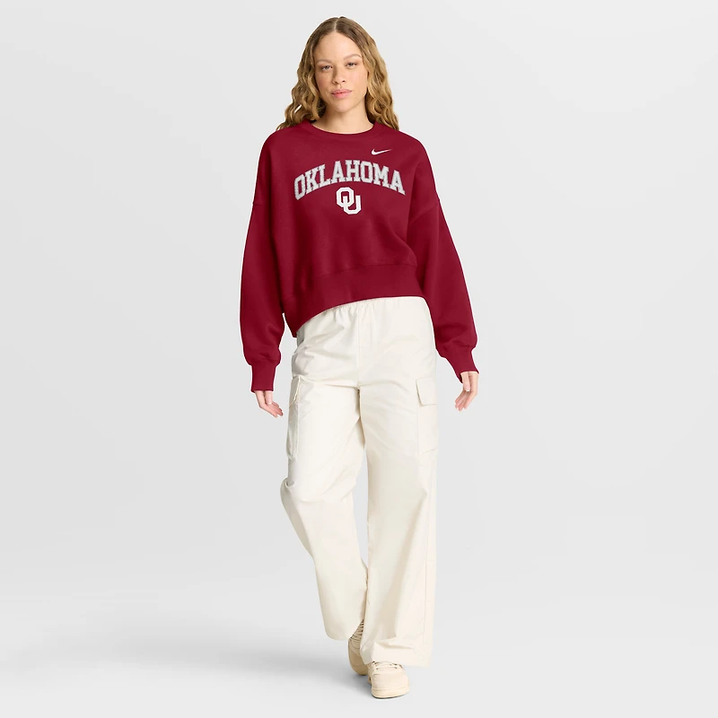 Sweat-shirt Nike Crimson Oklahoma Sooners surdimensionné Phoenix Arch pour femme