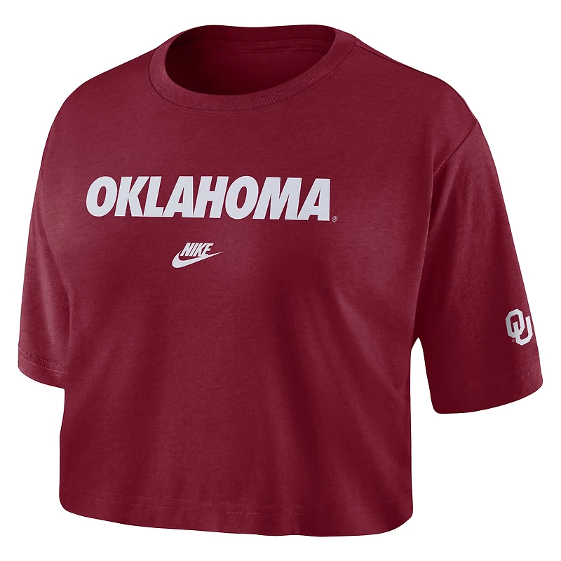 T-shirt court Nike Crimson Oklahoma Sooners Wordmark pour femme