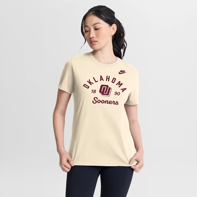 Women's Nike Natural Oklahoma Sooners Legacy Team Name T-Shirt