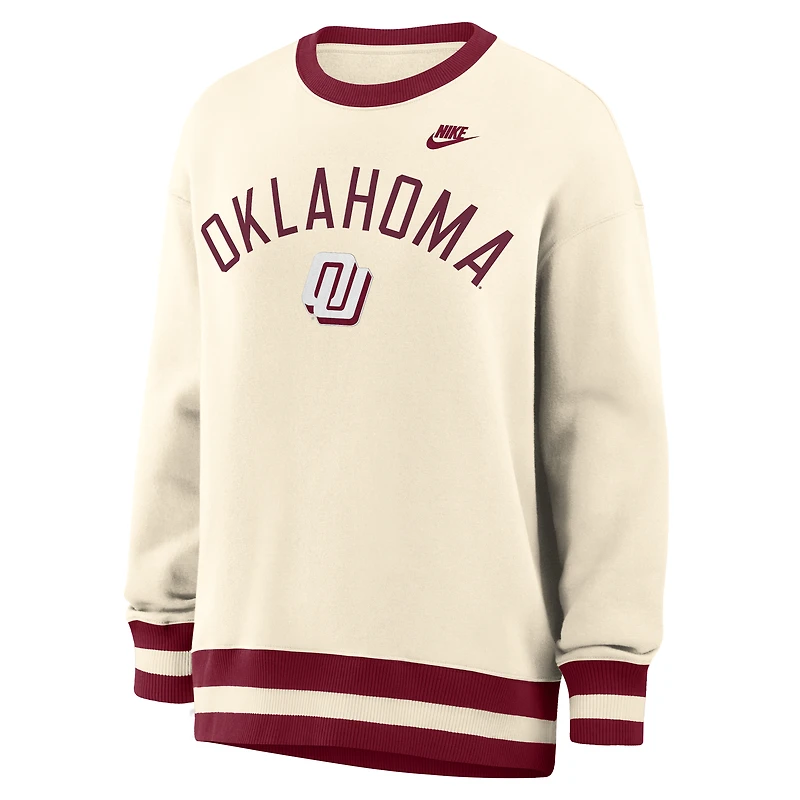 Women's Nike Natural Oklahoma Sooners Oversized Legacy Arch Phoenix Sweatshirt