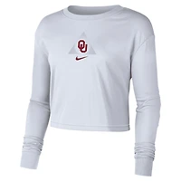 T-shirt court à manches longues Nike blanc Oklahoma Sooners pour femme
