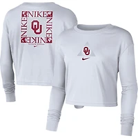 T-shirt court à manches longues Nike Oklahoma Sooners Seasonal pour femme, blanc