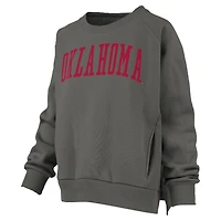 Sweat-shirt à poches raglan Pressbox Charcoal pour femme des Oklahoma Sooners