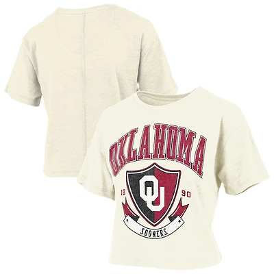 T-shirt court vintage Pressbox Cream Oklahoma Sooners Buckler pour femme