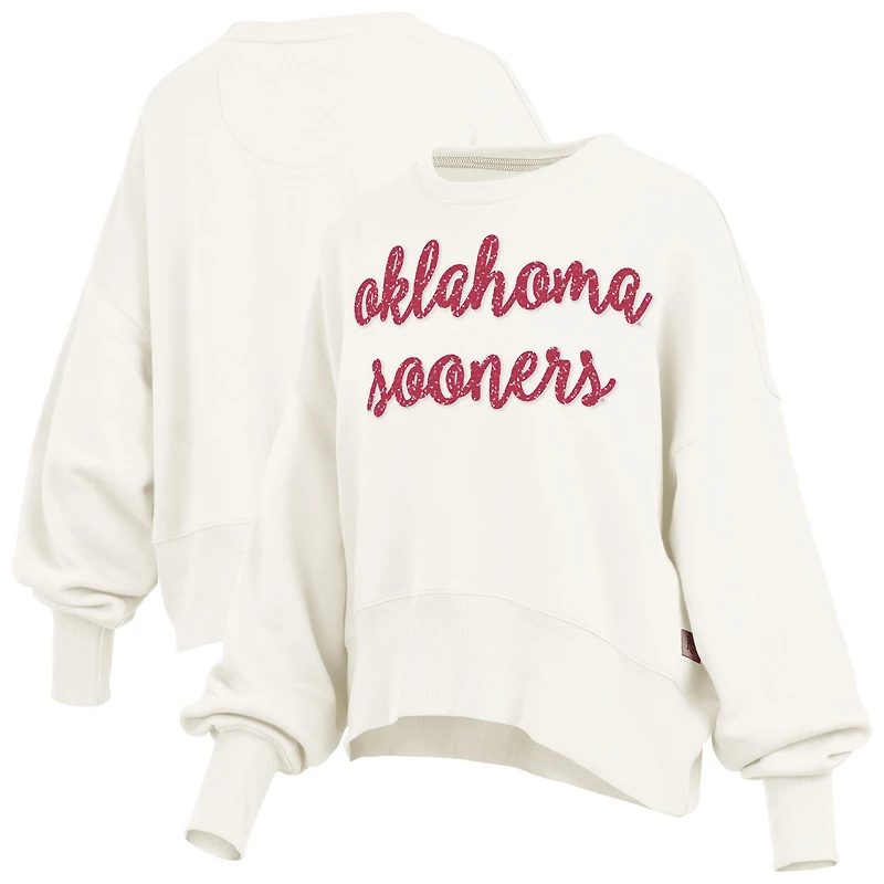 Sweat-shirt oversize pour femme Pressbox Cream Oklahoma Sooners Chelsea