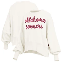 Women's Pressbox Cream Oklahoma Sooners Chelsea Oversized Pullover Sweatshirt