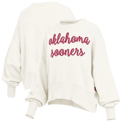 Sweat-shirt oversize pour femme Pressbox Cream Oklahoma Sooners Chelsea